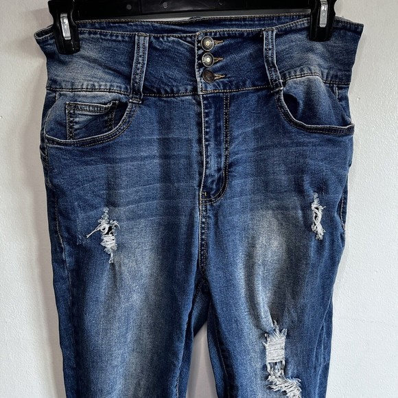 FOREVER 21 DISTRESSED ANKLE SKINNY JEANS RAW HEM ANKLE-SIZE 12 - Picture 3 of 9